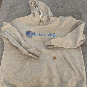 Carhartt Gray Hoodie with Blue and Yellow Accents